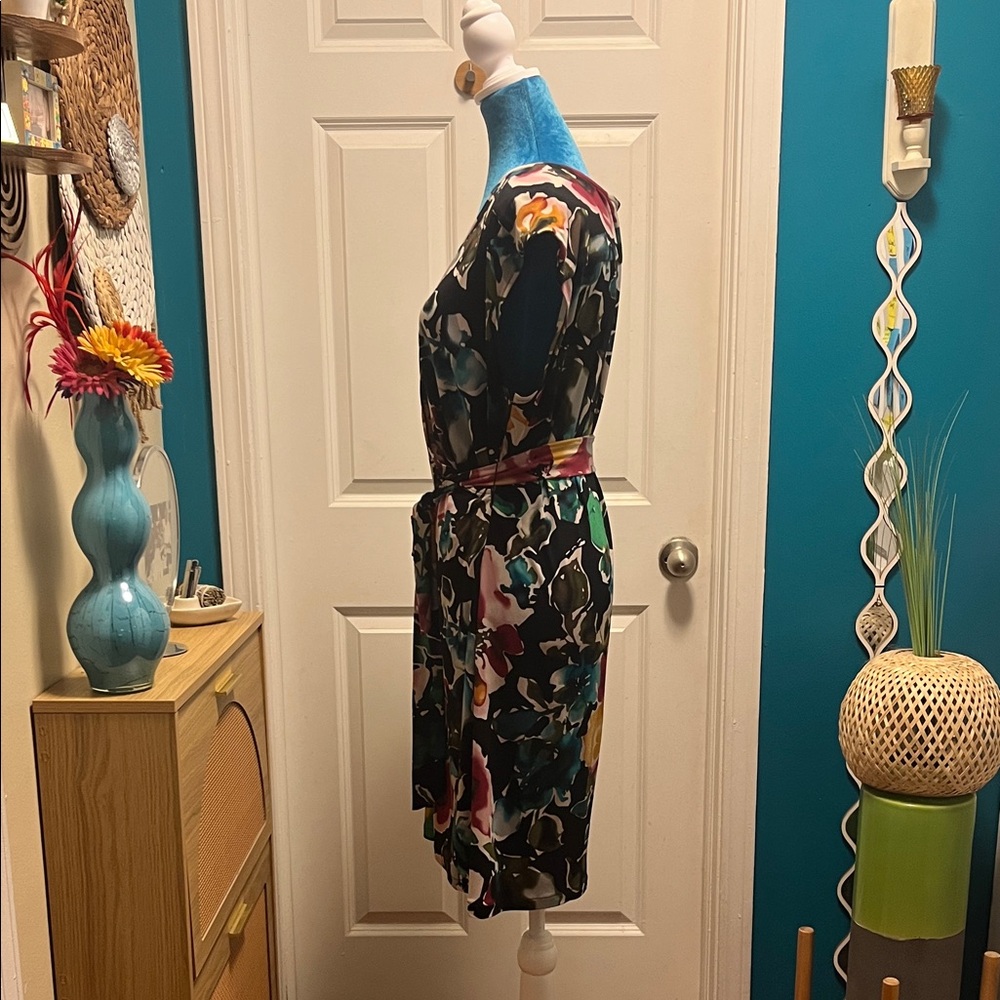 Daisy Fuentes Multicolor Floral Mini Faux Wrap Dress - Picture 2 of 6